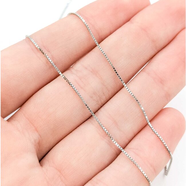 Necklace Box Link Lobster Clasp 14kw .7mm 18" 1.5g 125092004