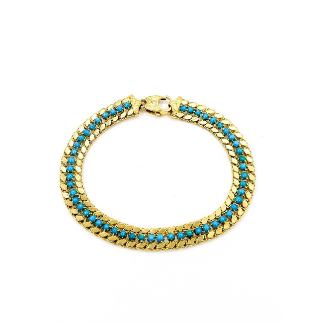 Bracelet Link Mesh 3mm Turquoise 18ky 8mm 7.5" 12.00g 225090023