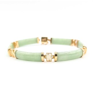 Bracelet Bezel Bar Set Jade 14ky 7.5mm 8" 15.7g 225090024