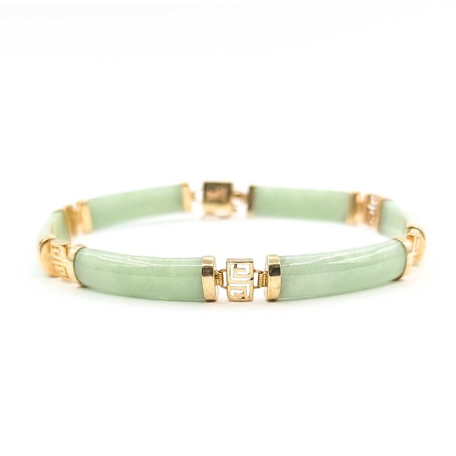 Bracelet Bezel Bar Set Jade 14ky 7.5mm 8" 15.7g 225090024