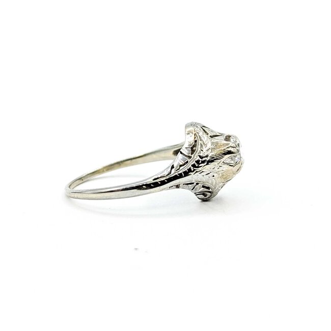 Ring Antique Engagement Filigree .43ct Old European Cut Diamond 18kw 1.9mm Sz7.25 2.33g 225090028
