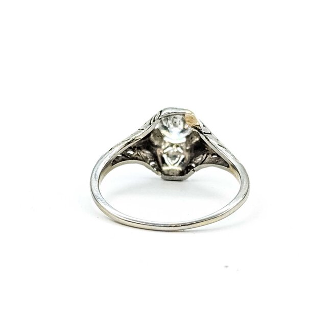 Ring Antique Engagement Filigree .43ct Old European Cut Diamond 18kw 1.9mm Sz7.25 2.33g 225090028