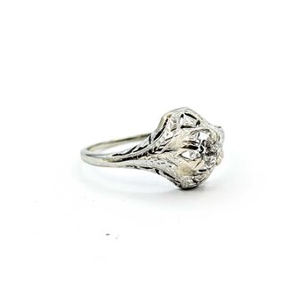 Ring Antique Engagement Filigree .43ct Old European Cut Diamond 18kw 1.9mm Sz7.25 2.33g 225090028