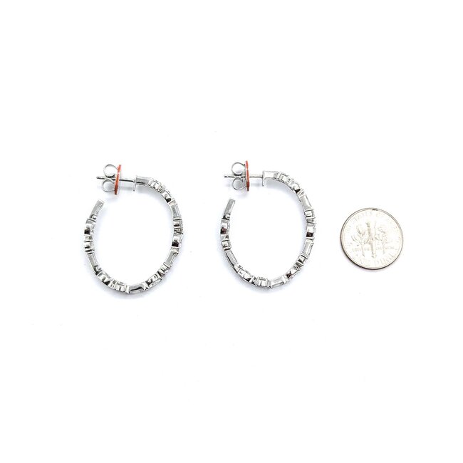 Earrings Ivanka Trump Inside/Outside Hoops 3.72ctw Round, Baguette & Marquise Diamonds 18kw 3mm 1.3x1.1" 8.37g 225090029