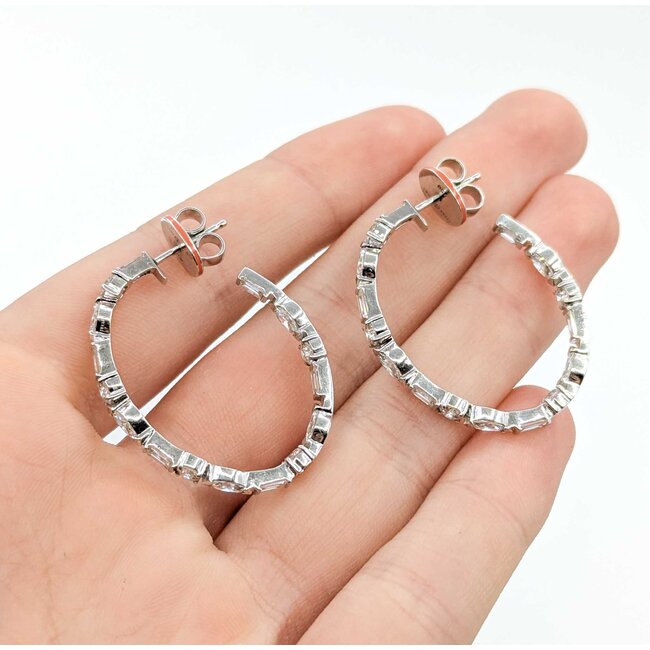 Earrings Ivanka Trump Inside/Outside Hoops 3.72ctw Round, Baguette & Marquise Diamonds 18kw 3mm 1.3x1.1" 8.37g 225090029