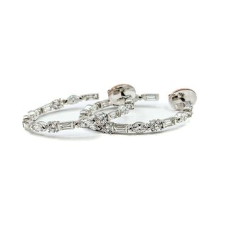Earrings Ivanka Trump Inside/Outside Hoops 3.72ctw Round, Baguette & Marquise Diamonds 18kw 3mm 1.3x1.1" 8.37g 225090029