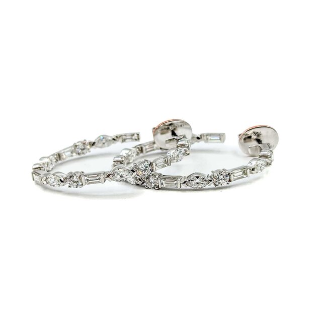 Earrings Ivanka Trump Inside/Outside Hoops 3.72ctw Round, Baguette & Marquise Diamonds 18kw 3mm 1.3x1.1" 8.37g 225090029