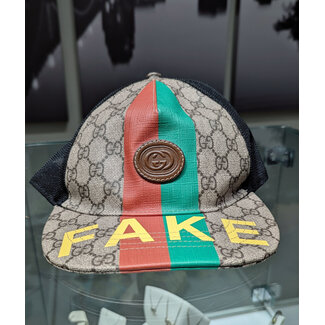 Hat Gucci Canvas "Not/Fake" Baseball Cap Size Medium 125095066