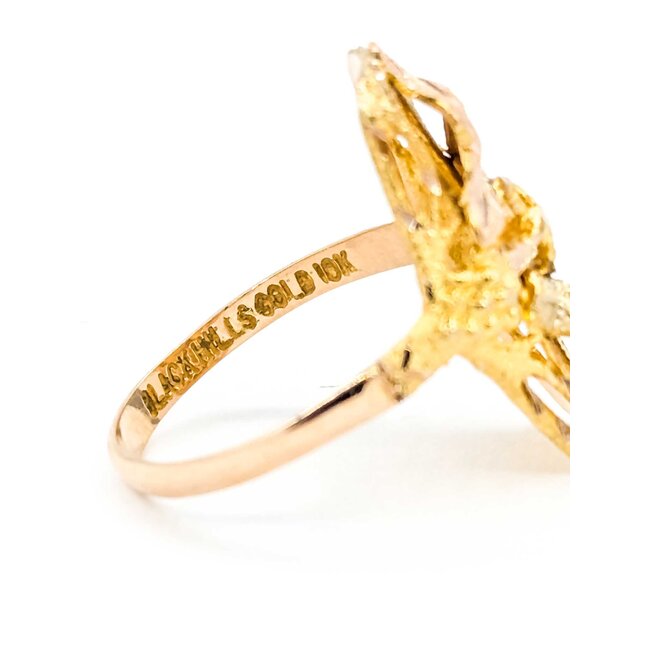 Ring Black Hills Gold Leaf Motif 10ktt 21mm Sz7 2.68g 125092035