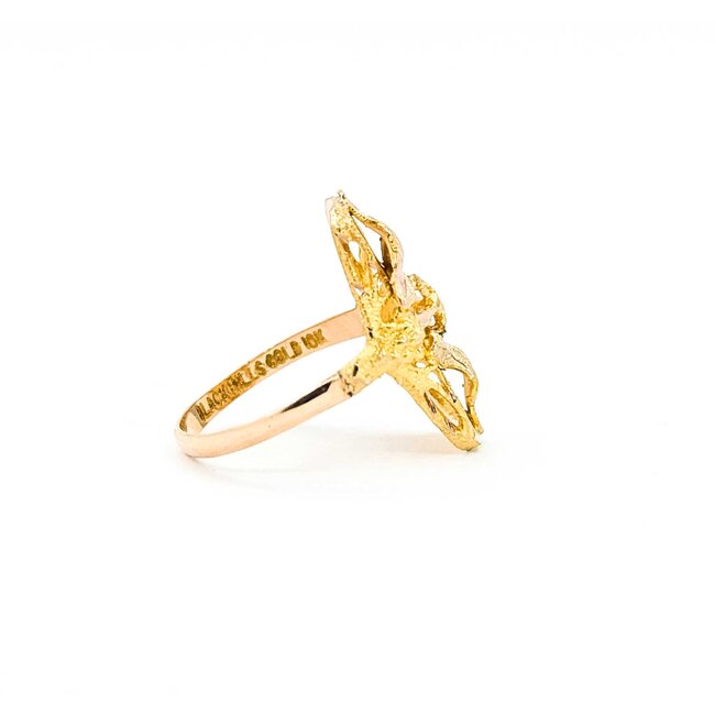 Ring Black Hills Gold Leaf Motif 10ktt 21mm Sz7 2.68g 125092035