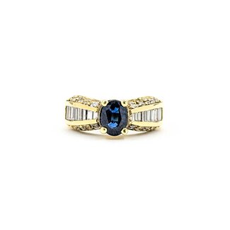 Ring 1.50ctw Round Diamonds 1.10ct Blue Sapphire 18ky sz6 7mm 124060164
