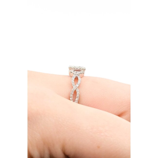 Ring .50ctw Round Diamonds .40ctw Blue Sapphire 14kw sz6.5 7.5mm 124060165