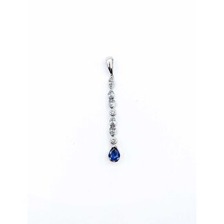 Pendant Dangle 1.65ctw Round, Marquise & Pear Diamonds 1.75ct Cornflower Blue Sapphire 18kw 2.25x.25" 5.67g 125090009