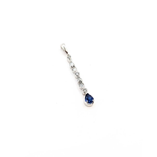 Pendant Dangle 1.65ctw Round, Marquise & Pear Diamonds 1.75ct Cornflower Blue Sapphire 18kw 2.25x.25" 5.67g 125090009