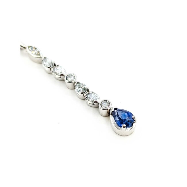 Pendant Dangle 1.65ctw Round, Marquise & Pear Diamonds 1.75ct Cornflower Blue Sapphire 18kw 2.25x.25" 5.67g 125090009