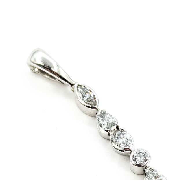 Pendant Dangle 1.65ctw Round, Marquise & Pear Diamonds 1.75ct Cornflower Blue Sapphire 18kw 2.25x.25" 5.67g 125090009