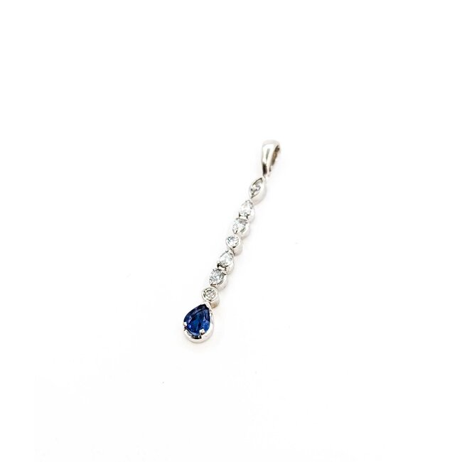 Pendant Dangle 1.65ctw Round, Marquise & Pear Diamonds 1.75ct Cornflower Blue Sapphire 18kw 2.25x.25" 5.67g 125090009