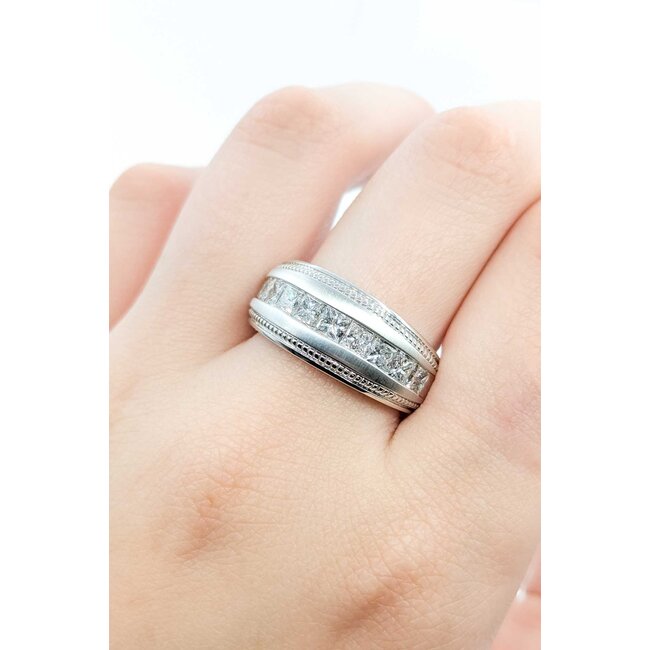 Ring Milgrain 2ctw Princess Diamonds 10kw 10.49mm Sz9.75 7.47g 125090053