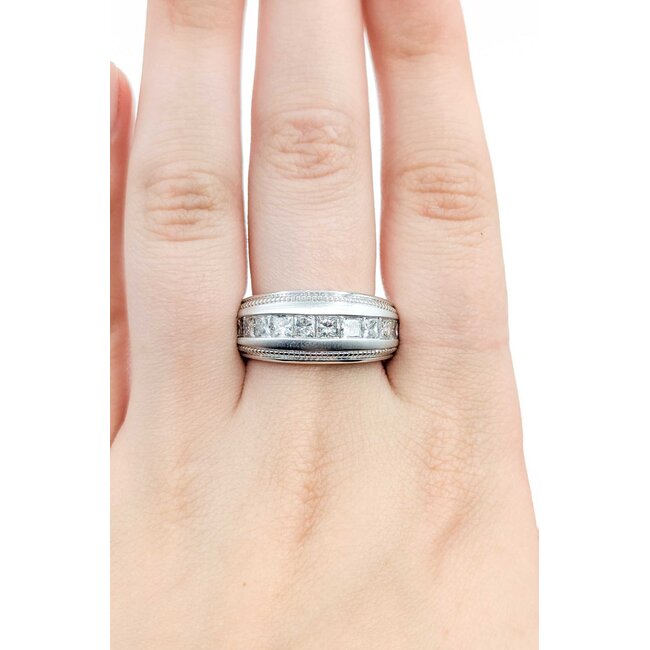 Ring Milgrain 2ctw Princess Diamonds 10kw 10.49mm Sz9.75 7.47g 125090053