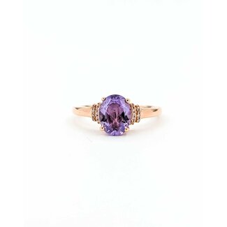 Ring Accented 0.05ctw Round Diamonds 1.70ct Purple Amethyst 10kr 2mm Sz8 2.65g 125090048