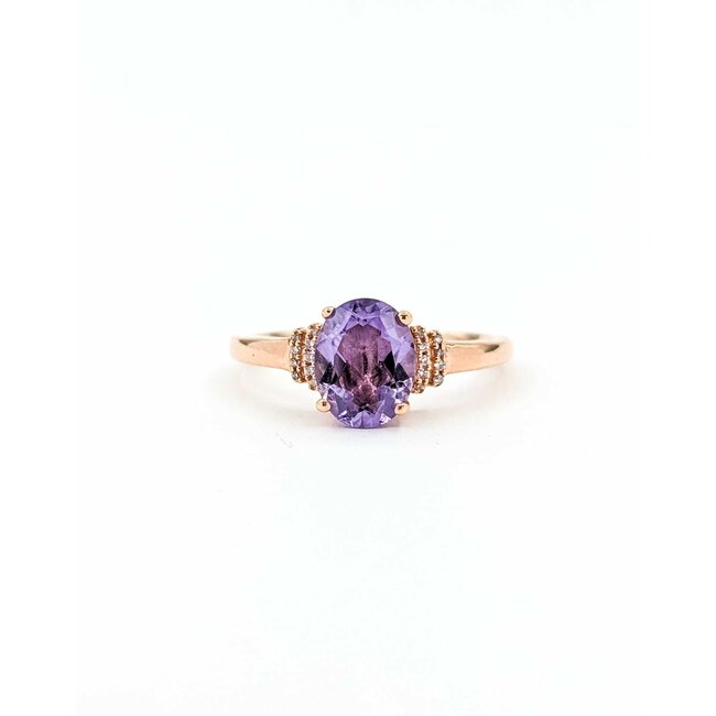 Ring Accented 0.05ctw Round Diamonds 1.70ct Purple Amethyst 10kr 2mm Sz8 2.65g 125090048