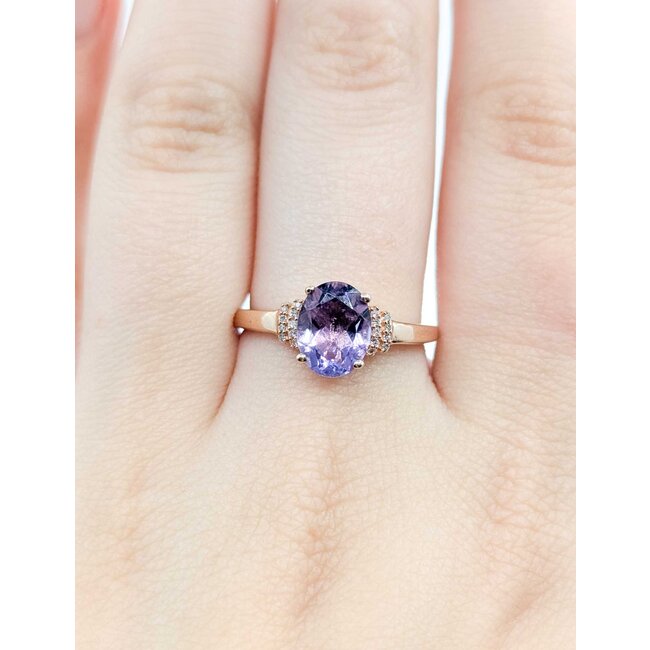 Ring Accented 0.05ctw Round Diamonds 1.70ct Purple Amethyst 10kr 2mm Sz8 2.65g 125090048