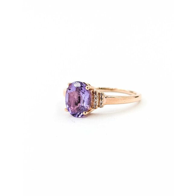 Ring Accented 0.05ctw Round Diamonds 1.70ct Purple Amethyst 10kr 2mm Sz8 2.65g 125090048