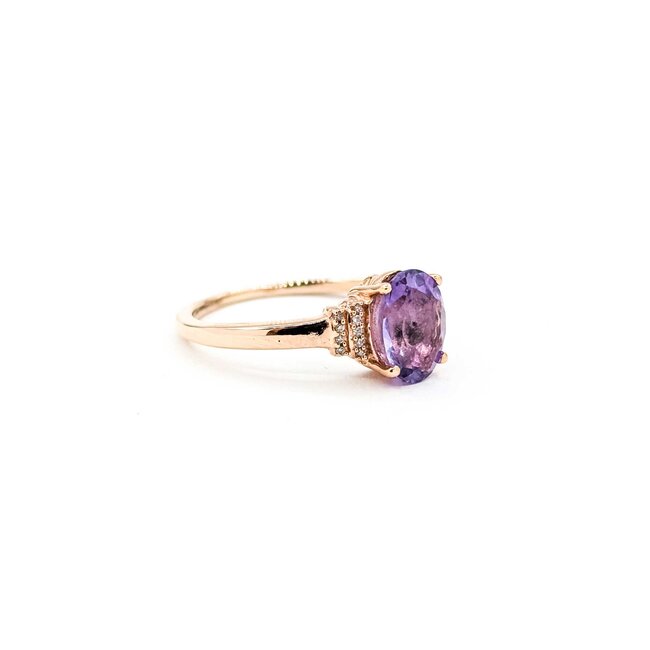 Ring Accented 0.05ctw Round Diamonds 1.70ct Purple Amethyst 10kr 2mm Sz8 2.65g 125090048