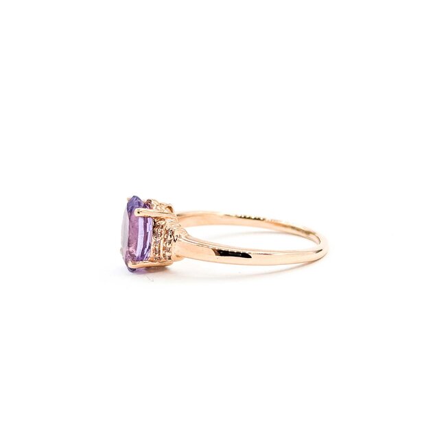 Ring Accented 0.05ctw Round Diamonds 1.70ct Purple Amethyst 10kr 2mm Sz8 2.65g 125090048