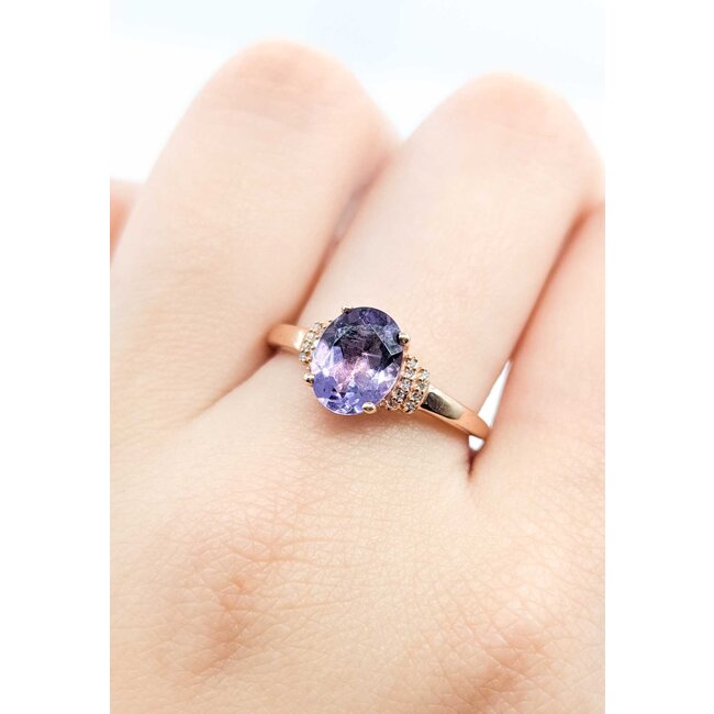 Ring Accented 0.05ctw Round Diamonds 1.70ct Purple Amethyst 10kr 2mm Sz8 2.65g 125090048