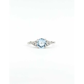 Ring Accented 0.10ctw Round Diamonds .75ct Aquamarine 14kw Sz6 1.76g 125090047