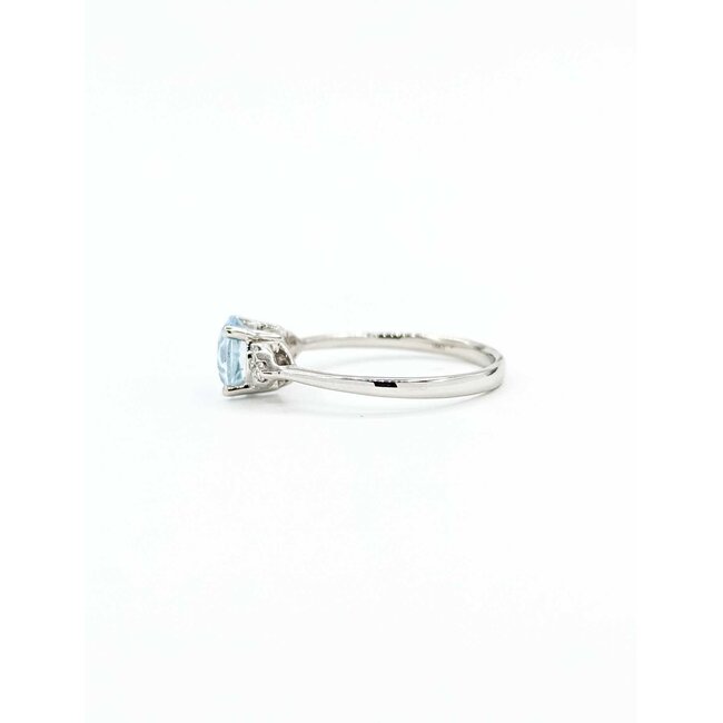 Ring Accented 0.10ctw Round Diamonds .75ct Aquamarine 14kw Sz6 1.76g 125090047
