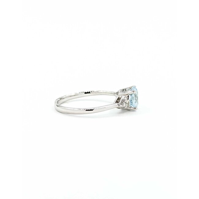 Ring Accented 0.10ctw Round Diamonds .75ct Aquamarine 14kw Sz6 1.76g 125090047