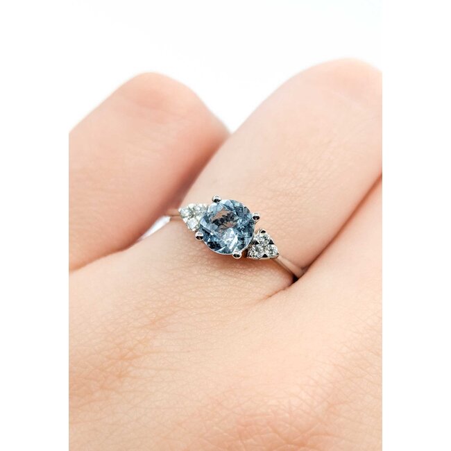 Ring Accented 0.10ctw Round Diamonds .75ct Aquamarine 14kw Sz6 1.76g 125090047