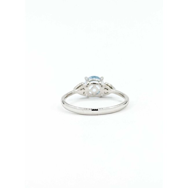 Ring Accented 0.10ctw Round Diamonds .75ct Aquamarine 14kw Sz6 1.76g 125090047