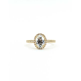 Ring Halo 0.29ctw Round Diamonds .98ct Aquamarine 14ky 10x8mm Halo Sz7 2.83g 125090046