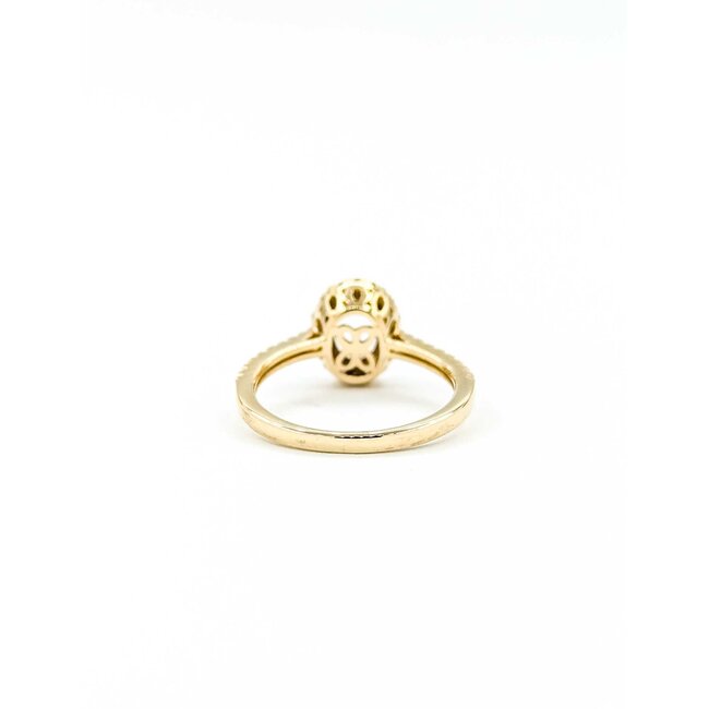 Ring Halo 0.29ctw Round Diamonds .98ct Aquamarine 14ky 10x8mm Halo Sz7 2.83g 125090046