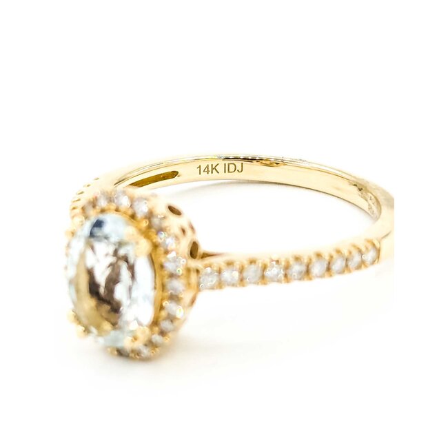 Ring Halo 0.29ctw Round Diamonds .98ct Aquamarine 14ky 10x8mm Halo Sz7 2.83g 125090046