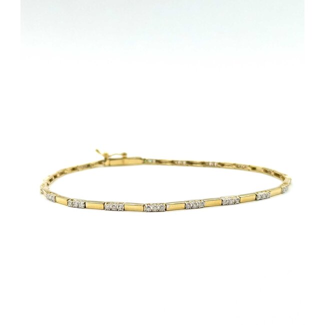 Bracelet Bar Link 0.5ctw Round Diamonds 14ky 1.8mm 7.25" 4.18g 125090036