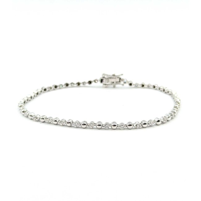 Bracelet Tennis 1ctw Round Diamonds 14kw 2.6mm 8" 7.23g 125090037