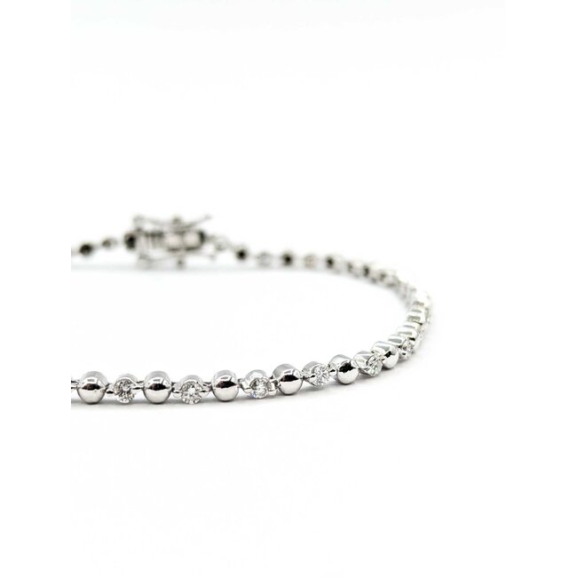 Bracelet Tennis 1ctw Round Diamonds 14kw 2.6mm 8" 7.23g 125090037