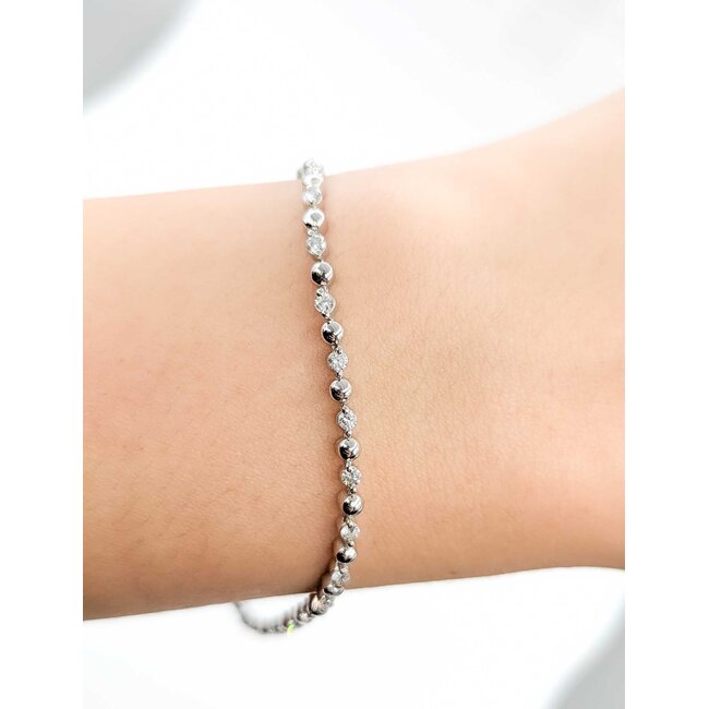 Bracelet Tennis 1ctw Round Diamonds 14kw 2.6mm 8" 7.23g 125090037