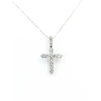 Pendant Cross 1.00ctw Round Diamonds Platinum 1x.6" 18" 3.71g 125090042