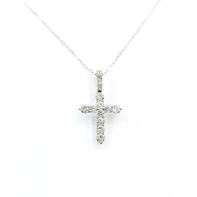Pendant Cross 1.00ctw Round Diamonds Platinum 1x.6" 18" 3.71g 125090042