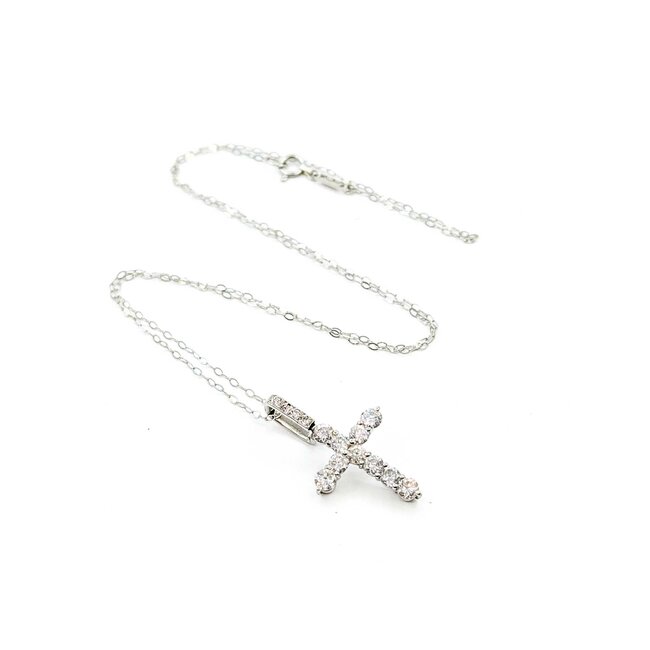 Pendant Cross 1.00ctw Round Diamonds Platinum 1x.6" 18" 3.71g 125090042