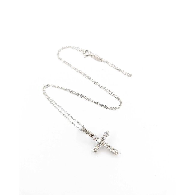 Pendant Cross 1.00ctw Round Diamonds Platinum 1x.6" 18" 3.71g 125090042