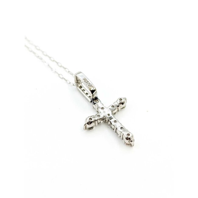 Pendant Cross 1.00ctw Round Diamonds Platinum 1x.6" 18" 3.71g 125090042