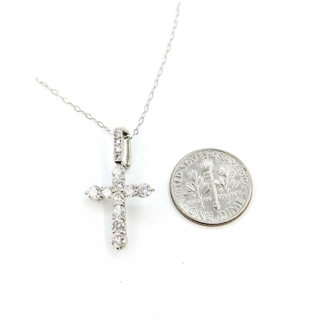 Pendant Cross 1.00ctw Round Diamonds Platinum 1x.6" 18" 3.71g 125090042