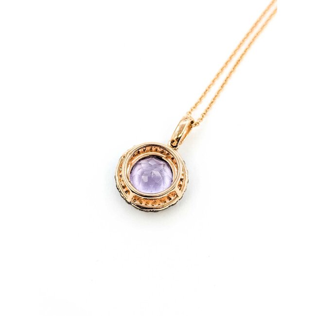 Pendant Halo 0.49ctw Round Diamonds 2.42ct Purple Amethyst 14kr .5" 18" 3.1g 125090050