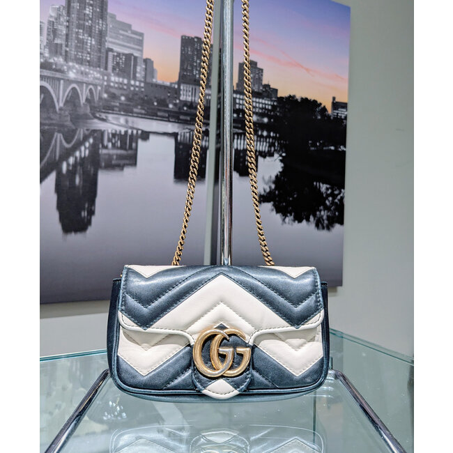 Handbag Gucci GG Marmont Mini Chain Black & White 125105036